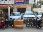 Police said the suspects used to find low-security areas in their own car by roaming around the city and after targeting a vehicle, opened the lock using a key programmer worth around  <span class='webrupee'>₹</span>2 lakh. (Sunil Ghosh/HT Photo)