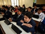 The 8.7-inch tablets, each costing around  <span class='webrupee'>₹</span>12,500, were distributed with much fanfare by then chief minister Manohar Lal Khattar. (HT File Photo/For representation only)