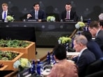US Under Secretary of State for Economic Affairs, Jacob Helberg, Secretary of State, Marco Rubio, and Senior Director for Global Supply Chains, David Copley attend the Critical Minerals Ministerial at the State Department in Washington, D.C., on Wednesday. (REUTERS)