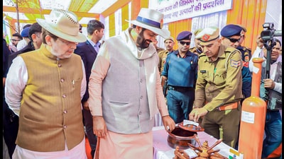 Haryana chief minister Nayab Singh Saini during the passing out parade ceremony at the Jail Academy in Karnal on Thursday. (ANI photo) Haryana chief minister Nayab Singh Saini during the passing out parade ceremony at the Jail Academy in Karnal on Thursday. (ANI photo)