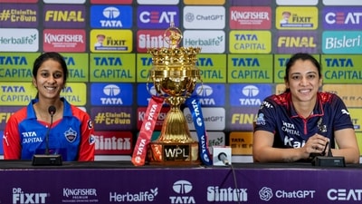 Delhi Capitals' captain Jemimah Rodrigues, left, and Royal Challengers Bengaluru's captain Smriti Mandhana during a press conference. (PTI) Delhi Capitals' captain Jemimah Rodrigues, left, and Royal Challengers Bengaluru's captain Smriti Mandhana during a press conference. (PTI)