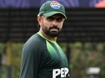 Babar Azam attends a practice session on the eve of ICC Men's T20 World Cup match against Netherlands.