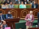 Chief minister Omar Abdullah presenting the budget in the Jammu and Kashmir assembly in Jammu on Friday. (ANI Photo)