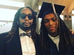 Lil Jon (L) with his son, DJ Young Slade. 