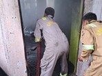 Firemen at work at a mishap site in Prayagraj recently (HT )