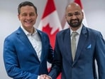New Conservative National Council member Dheeraj Jha (right) with party leader Pierre Poilievre. (Credit: HCF)
