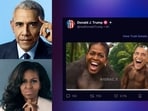 A post mocking Barack and Michele Obama was put up from Donald Trump's Truth Social profile and deleted after a row over it being racist.