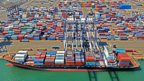 A cargo ship at a container port. (AP File)