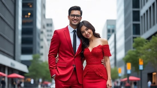 Valentine's Day red outfits for men and women (AI )