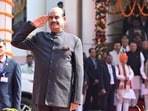 Lok Sabha Speaker Om Birla receiving guard of honour during the foundation day function of the Bihar Vidhan Sabha at Central Hall of the Assembly on Saturday. (Santosh Kumar/HT) Lok Sabha Speaker Om Birla receiving guard of honour during the foundation day function of the Bihar Vidhan Sabha at Central Hall of the Assembly on Saturday. (Santosh Kumar/HT)