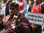 Ola, Uber, Rapido strike highlights: Drivers associated with mobile app-based taxi services from various parts of India stage a protest at Jantar Mantar against proposed transport policies, in New Delhi.