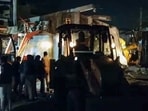 Rescue operation underway after a building collapsed, in Kota on Saturday.