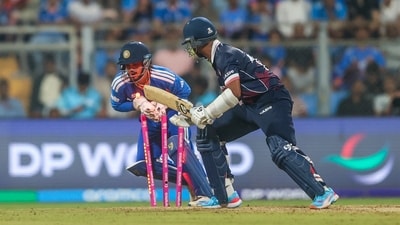 Varun Chakaravarthy picked up the wicket of Milind Kumar to change the game in favour of India. (Sportz Asia)