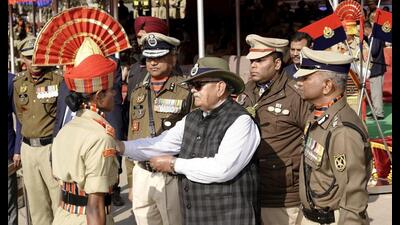 Kataria at the passing-out parade and attestation ceremony of 447 women recruit constables at the Subsidiary Training Centre. (HT Photo) Kataria at the passing-out parade and attestation ceremony of 447 women recruit constables at the Subsidiary Training Centre. (HT Photo)