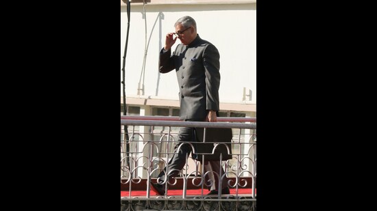 J&K CM Omar Abdullah arrives during the Budget session of the legislative Assembly, in Jammu, on Saturday. (PTI)
