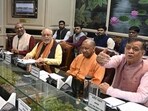 An all-party meet underway on the eve of UP Budget session on February 8. (HT photo)
