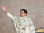 Bahujan Samaj Party national president Mayawati at a party meeting in Lucknow on Saturday. (Mushtaq Ali/HT)