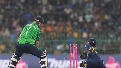 Paul Stirling was dismissed early in the chase by Maheesh Theekshana. (AP) Paul Stirling was dismissed early in the chase by Maheesh Theekshana. (AP)