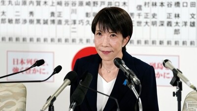 Sanae Takaichi, Japan's prime minister and president of the Liberal Democratic Party (LDP), at the party's headquarters in Tokyo, Japan. (Bloomberg)