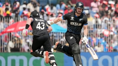 Glenn Phillips found his rhythm alongside wicketkeeper Tim Seifert, as the pair put together a crucial 74-run partnership for the third wicket, successfully blunting Afghanistan’s spin-dominated attack. (PTI) Glenn Phillips found his rhythm alongside wicketkeeper Tim Seifert, as the pair put together a crucial 74-run partnership for the third wicket, successfully blunting Afghanistan’s spin-dominated attack. (PTI)