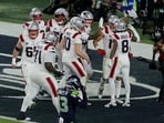 New England players at the Super Bowl.