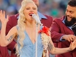 Lady Gaga performs during the halftime show (REUTERS/Mike Blake)