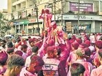 Karad: BJP candidates and their supporters celebrate their victory in the Zilla Parishad and Panchayat Samiti elections, in Karad, Maharashtra, Monday, Feb. 9, 2026. (PTI Photo)(PTI02_09_2026_000454B) (PTI)