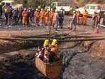 Rescue operations at the illegal rat-hole coal mine blast site in East Jaintia Hills on Saturday. (ANI)