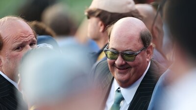 US actor Brian Baumgartner and a group of friends wearing bald caps attend Super Bowl LX between the New England Patriots and the Seattle Seahawks. (Photo by Patrick T. Fallon / AFP) US actor Brian Baumgartner and a group of friends wearing bald caps attend Super Bowl LX between the New England Patriots and the Seattle Seahawks. (Photo by Patrick T. Fallon / AFP)