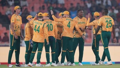 Lungi Ngidi starred with a superb four-wicket haul as Canada were restricted to 156/8 in reply to South Africa’s imposing 213/4, handing the Proteas a comfortable and emphatic victory. (AP) Lungi Ngidi starred with a superb four-wicket haul as Canada were restricted to 156/8 in reply to South Africa’s imposing 213/4, handing the Proteas a comfortable and emphatic victory. (AP)