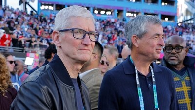 Apple CEO Tim Cook attends the Super Bowl LX&nbsp; (REUTERS/Mike Blake)