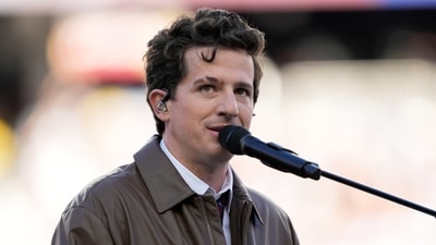 Charlie Puth performs the national anthem before the NFL Super Bowl 60 (AP Photo/Doug Benc) Charlie Puth performs the national anthem before the NFL Super Bowl 60 (AP Photo/Doug Benc)