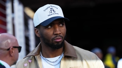 Basketball player Donovan Mitchell attends the NFL Super Bowl 60 football game between the Seattle Seahawks and the New England Patriots. (AP Photo/Frank Franklin II) Basketball player Donovan Mitchell attends the NFL Super Bowl 60 football game between the Seattle Seahawks and the New England Patriots. (AP Photo/Frank Franklin II)