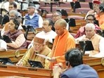 Chief minister Yogi Adityanath led the House in condoling the deaths of prof Shyam Bihari Lal and senior Samajwadi Party leader Vijay Singh Gaur. (HT)