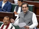 J&K People's Conference chief Sajad Lone during the ongoing budget session at the J&K assembly, in Jammu on Tuesday. (ANI)