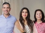 Sunjay Kapur with his wife Priya Kapur and mother Rani Kapur in happier times.