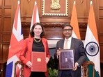 The Agreement on Social Security relating to Social Security Contributions was signed by foreign secretary Vikram Misri and British high commissioner Lindy Cameron (X/MEAIndia)