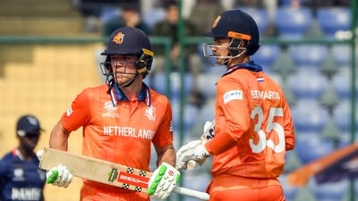 After losing their opener to Pakistan, Netherlands defeated Namibia by seven wickets in their second T20 World Cup group stage fixture in Delhi on Tuesday. (Amit) After losing their opener to Pakistan, Netherlands defeated Namibia by seven wickets in their second T20 World Cup group stage fixture in Delhi on Tuesday. (Amit)