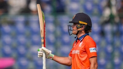 Bas de Leede was key, smacking an unbeaten knock of 72* runs off 48 balls. (PTI) Bas de Leede was key, smacking an unbeaten knock of 72* runs off 48 balls. (PTI)