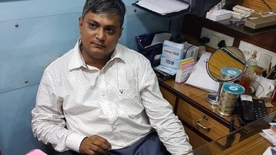 Naren Pandey at his chamber. (Social Media) Naren Pandey at his chamber. (Social Media)