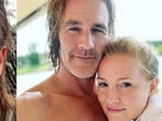 James Van Der Beek (L) and the actor with his wife, Kimberley (R).