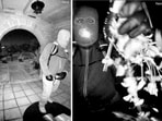 This combo from images provided by the FBI shows surveillance footage at the home of Nancy Guthrie the night she went missing in Tucson, Arizona. 