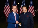 Sergio Gor, US Ambassador to India, with Piyush Goyal, Commerce and Industry Minister