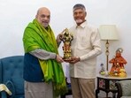Union home minister Amit Shah and Andhra Pradesh CM N Chandrababu Naidu in New Delhi on Tuesday. (ANI)