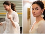 Alia Bhatt dazzles in an all-white attire. 