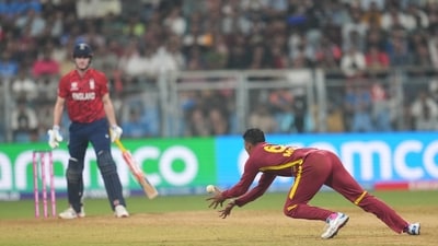 Gudakesh Motie was the pick of all the bowlers in the match, ending with figures of 3/33, and striking whenever Shai Hope needed him the most. He took the key wickets of Tom Banton and Jacob Bethell, before swinging momentum all the way towards WI with the scalp of English captain Harry Brook. (AP)
