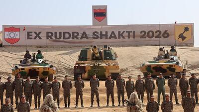 Lt Gen Dhiraj Seth, General Officer Commanding-in-Chief of the Southern Command, reviewed ‘Exercise Rudra Shakti’ conducted by Rudra Brigade at Pokhran Field Firing Ranges. (HT)