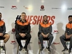 L - R - Dani Ramirez, Panagiotis Dilmperis (Head Coach), Nikhil Prabhu (Captain), Muhammad Suhail F. (HT Photo)
