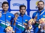 The 50m 3P Indian shooting team swept the podium at the Asian Championships in New Delhi on Thursday. (NRAI)