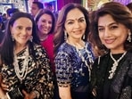 Nita Ambani with Pinky Reddy and Mona Mehta at Vikram Salgaocar's wedding festivities. 